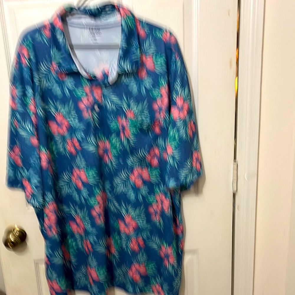 Izod Tropical Floral Blue Men's Shirt sz 4XL